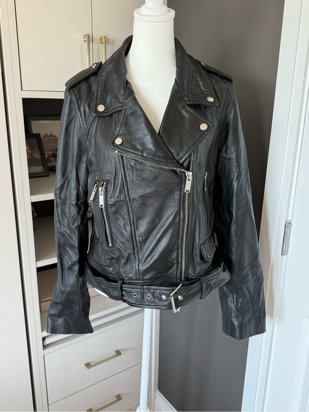 Zara Black Moto Faux Leather Biker Jacket - Picture 4 of 11
